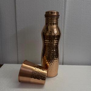 Bulk Wholesale Royal <b>White</b> Oriental Floral Printed Pure Copper <b>Bottle</b> Jointless Ayurvedic <b>Water</b> Flask With Two Tumblers - Product Image 3