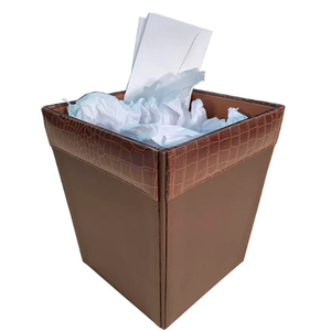 Brown Crocodile Embossed Leather Waste <b>Bin</b> Office Leather Waste <b>Bin</b> Brown Rectangular Leather Waste <b>Bin</b> Open Top - Product Image 2
