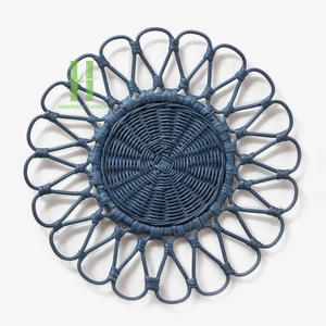 Eco-friendly Rattan Charger <b>Plate</b> Wall Decoration Round Flower Rattan Placemat Home Rattan Table <b>Mats</b> OEM Made In Vietnam - Product Image 2