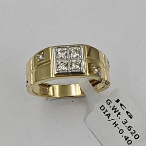Anillo de Oro de 14K Premium para Caballero con Diamante Natural de Corte Brillante Redondo de 0.40Ct, Certificado IGI, Chapado en Rodio, Moderno para Uso Profesional - Product Image 2