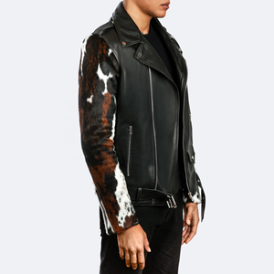 Custom Men's Hair On Hide Cowhide Motorcycle <b>Jacket</b> Vintage Moto <b>Biker</b> Leather <b>Jacket</b> OEM ODM Supplier Private Labels Services - Product Image 5