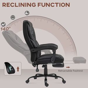 Executive Office Chair Comfortable Reclining Swivel High Back Adjustable Headrest <b>Footrest</b> Black Nylon PU BIFMA Certified - Product Image 4