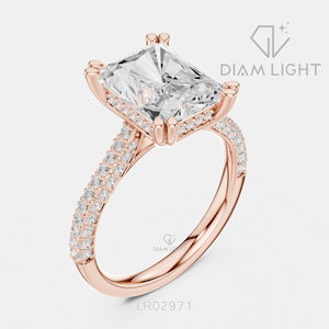 Anillo de Compromiso con Diamante Cultivado en Laboratorio, Corte Radiante, Certificado IGI, 4.70CT, Oro Blanco de 14KT, Color F+, Claridad VS+, Anillo de Promesa, Regalo para Mujer - Product Image 4