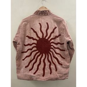 Hand Embroidered <b>Velvet</b> Cotton Jacket <b>Women</b> Mandarin Collar Full Sleeve Autumn Winter Bohemian Eye Pattern Open Front <b>Coat</b> - Product Image 5
