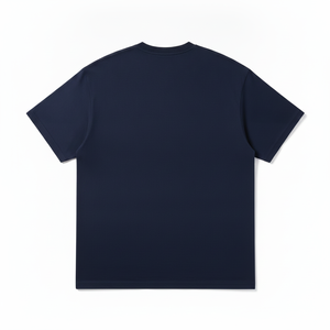 Camiseta de Manga Corta Azul Marino para Hombre con Logotipo Geométrico Bordado, Corte Regular, Informal, de Algodón Jersey, Cuello Redondo - Product Image 4