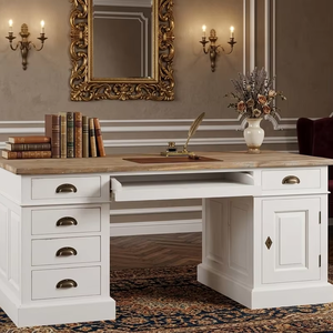 Escritorio de Oficina Contemporáneo de Madera Ani con Cajón para Archivos, Acabado Natural, para Oficina en Casa y Sala de Estudio - Product Image 3