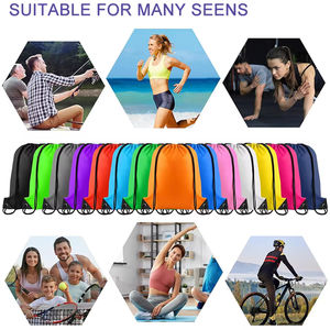 Sac à cordon personnalisé imperméable, sac à cordon de sport en polyester personnalisé, sac à dos en nylon avec logo personnalisé, sac à cordon de voyage - Product Image 5