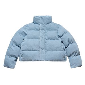 Veste matelassée unisexe vintage confortable 100% coton col montant avec fermeture éclair courte longueur motif décoration hiver 2025 - Product Image 1