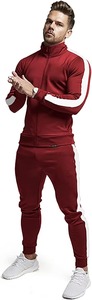Men's Light Blue Full Zip Tracksuit Sporty Style With Side Pockets Stand Collar Regular Fit Spring Wear Color Blocking Design - Product Image 6