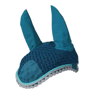Premium Quality Knitted Horse <b>Ear</b> <b>Protector</b> Net Hat with Fly Hood and Veil Black Mesh Fabric 60x80x90cm Most Selling Product - Product Image 3