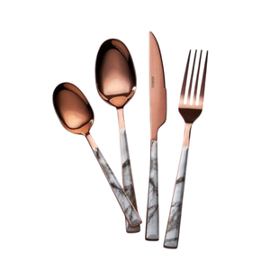 Elegante juego de cubiertos de metal plateado con mangos de nácar, apto para lavavajillas, juegos de cubiertos para bodas en oferta. - Product Image 5