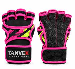 TANVEX INTERNATIONAL PU Half <b>Finger</b> Gym Gloves Mesh Breathable Non-Slip Adjustable Wrist <b>Strap</b> Unisex Fitness Training Glove - Product Image 6