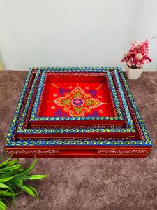 Bandeja de Madera Estampada Estilo Boutique, Bandeja de Madera Personalizada con Estampado para Decoración de Hogar de Lujo, Bandeja de Servicio al por Mayor - Product Image 4