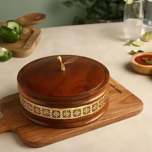 Handcrafted dark polished wooden container with carved floral and vine patterns elegant storage box with knob lid for <b>kitchen</b> - Product Image 3