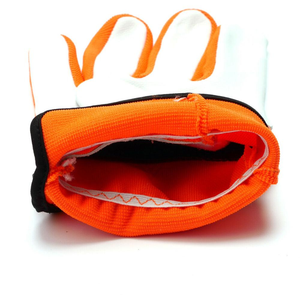 Gants de travail de sécurité orange, longueur poignet, en cuir, polyester et coton, respirants, style uni, pour jardinage en extérieur printemps-automne - Product Image 3