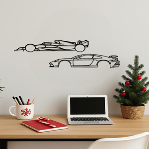 Sculture da Parete di Alta Qualità a Forma di Auto da Corsa, Linee Metalliche Sospese, Opera d'Arte in Ferro per Arredamento Casa - Product Image 3