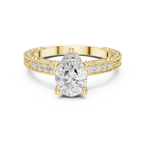 Anillo de Oro de 14K con Diamante Cultivado en Laboratorio de 2 Quilates, Corte Pera, Certificado IGI, VS1, Color E, para Boda, Compromiso o Aniversario - Product Image 1