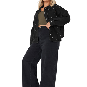 Chaqueta Vaquera de Mezclilla para Mujer, Talla Grande, 100% Algodón, Casual, Lavada, Personalizable, Muestra Gratis, Otoño/Invierno/Verano, Mejor Calidad - Product Image 5