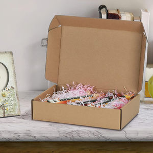 Boîtes d'expédition pliantes en carton ondulé brun avec finition brillante/mate, doublure en éponge, emballage écologique pour petits colis - Product Image 2