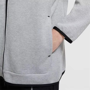Sudadera con capucha y cremallera completa para hombre, con logo personalizado, de algodón bicolor, forro polar sólido, sudaderas con capucha y sudaderas para hombre - Product Image 6