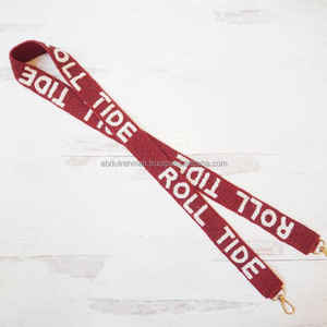 สายกระเป๋าลูกปัด Mystics Time ลดราคา สายลูกปัด LUS สีม่วงและสีทอง ลายปักแบบ Louisiana Collegiate - Product Image 1