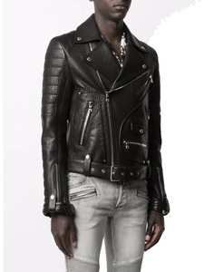 <b>Men</b> for Black Biker Leather <b>Jacket</b>-Eco-Friendly Windproof Streetwear - Product Image 2