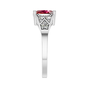 Anillo de compromiso de boda clásico de oro blanco de Plata de Ley 925 certificado IGI de diamante de rubí de corte ovalado vintage - Product Image 2