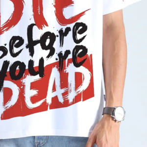 T-shirt personnalisé coupé et cousu, en coton, imprimé graphique, lourd, délavé à l'acide, vintage, grande taille, oversize pour homme - Product Image 2