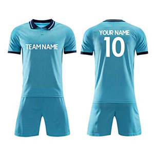 Custom 100% Polyester Cheap Football Jersey Training Soccer Uniform Set Crew Neck <b>Patchwork</b> Laser Printed Name & Logo for Unisex - Product Image 2