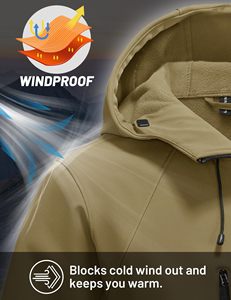 Modern Softshell <b>Jacket</b> Men's Outdoor Waterproof Wind Resistant <b>Fleece</b> <b>Lined</b> <b>Jacket</b> Casual Workwear Travel Hunting Coat Custom - Product Image 3