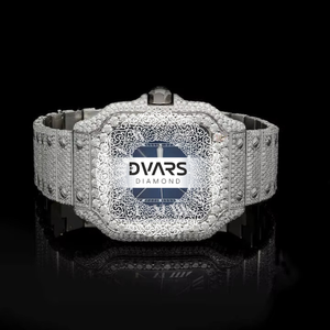 นาฬิกาข้อมือ Iced Diamond สแตนเลสสตีลสองสี ดีไซน์หรูหรา ทรงสี่เหลี่ยม ควอตซ์ ฮิปฮอป สำหรับทั้งชายและหญิง ของขวัญเครื่องประดับ สายขนาด 20 มม. หน้าปัดขนาด 42 มม. - Product Image 1