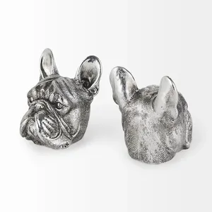 Porte-livres en métal Bouledogue Français, 2 pièces, décor animal sculpté, organisateur de bureau et de maison, design artistique contemporain - Product Image 5
