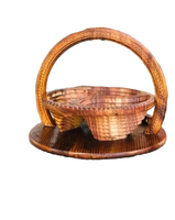 Keranjang Buah Kering dari Kayu Organik Buatan Tangan dengan Desain Bunga Terukir, Logo Kustom, Nampan Sajian Dapur Berkelanjutan untuk Kacang-kacangan