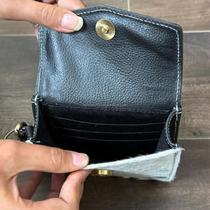 กระเป๋าใส่เหรียญหนังแท้ลายตารางหมากรุกสำหรับผู้หญิง ดีไซน์แบบตะวันตก  จุของได้เยอะ มีช่องใส่บัตรหลายช่อง - Product Image 6