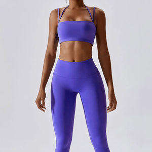 Ensemble de yoga pour femmes en matière douce, léger, sans manches, taille élastique, design de haute qualité, très demandé. - Product Image 6