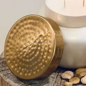 Hot Selling Luxury Pearly White Hammered Metal Lid <b>Jar</b> Candle - Product Image 2
