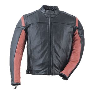 Chaqueta de motorista de cuero para hombre de verano, cuello redondo, cierre de cremallera con ventilación, Color negro teñido liso para montar en motocicleta - Product Image 3