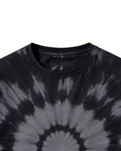 Camiseta personalizada con efecto tie-dye en espiral, color negro y gris, para hombre, de algodón, estilo casual, streetwear, cuello redondo, manga corta, a la moda. - Product Image 5