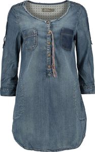 Chemise en jean pour femme, en coton lavé, à manches courtes, boutonnée, col rabattu, avec poches, pour un usage quotidien - Product Image 6
