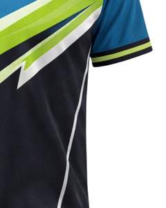 T-shirt de sport personnalisé pour homme, bleu, noir, lime, manches courtes, col en V, respirant, séchage rapide, entraînement athlétique, gym, course à pied, maillot - Product Image 6