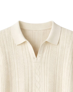 Polo de Punto Trenzado para Hombre, Manga Corta, Verano, Casual, Corte Ajustado, Tejido Texturizado, Fabricante Mayorista OEM ODM con Logotipo Personalizado - Product Image 4