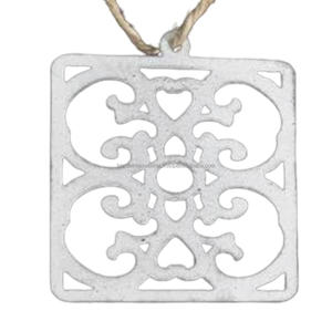 Article décoratif suspendu en fer avec revêtement en poudre blanche fini pour la décoration de la maison et autres décorations de Noël - Product Image 1