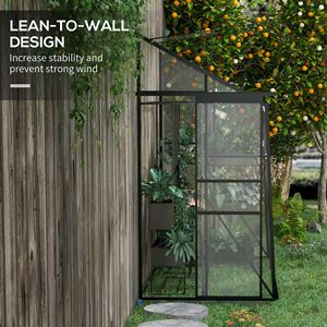 Serra idroponica walk-in in policarbonato 6FT x 4FT con base in alluminio e grondaia per la raccolta dell'acqua, serra a parete nera - Product Image 5