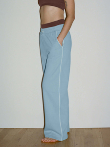 Pantalones Deportivos de Felpa de Algodón de Color Sólido Personalizados para Mujer, Cintura Alta, Sin Cordón, con Logotipo Bordado Personalizado - Product Image 4