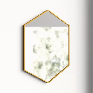 Espejo de pared de metal con diseño de hierro dorado para villa, nuevo espejo con marco de metal de forma única para bodas, venta al por mayor en India - Product Image 3