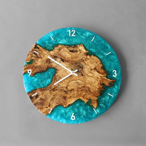 Reloj de Pared de Madera Hecho a Mano - Madera de Teca Natural de 12 Pulgadas con Números Romanos - Product Image 1