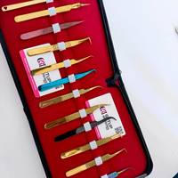 Kit de pinces à épiler pour extensions de cils en acier inoxydable de haute qualité, pointe lisse de 10 mm, précision anti-magnétique, plasma