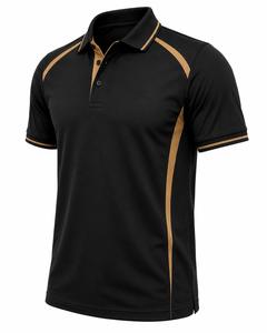 T-shirt à manches courtes noir et or pour homme, en jersey, séchage rapide, tricoté, style décontracté, mélange polyester/coton de haute qualité - Product Image 2