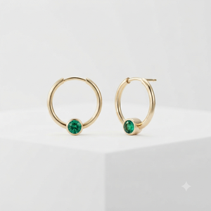 Gold Plated Silver Hoop <b>Earrings</b> Green Zircon Geometric Circle Drop <b>Earrings</b> for Women Gift Party Jewelry - Product Image 1