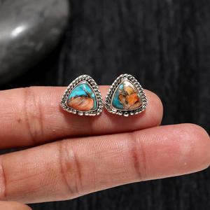 <b>Turquoise</b> <b>Earrings</b> Oyster Copper <b>Turquoise</b> <b>Stud</b> <b>earrings</b> December birthstone Triangle <b>earrings</b> Boho <b>Earrings</b> At Best Price - Product Image 1